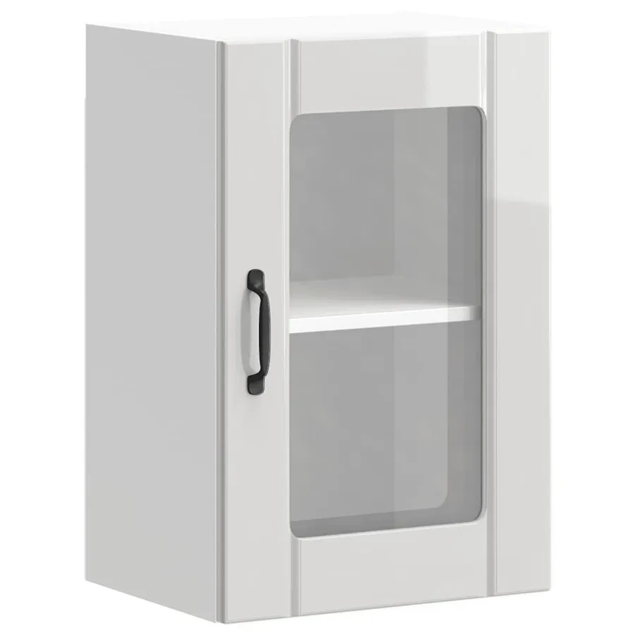 Armoire murale cuisine avec porte en verre Lucca blanc brillant - 2