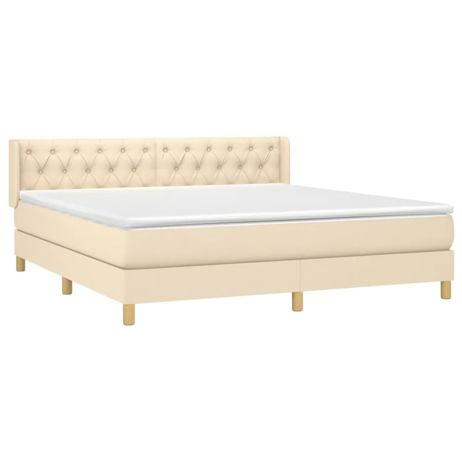 Sommier à lattes de lit avec matelas Crème 160x200 cm Tissu - 3