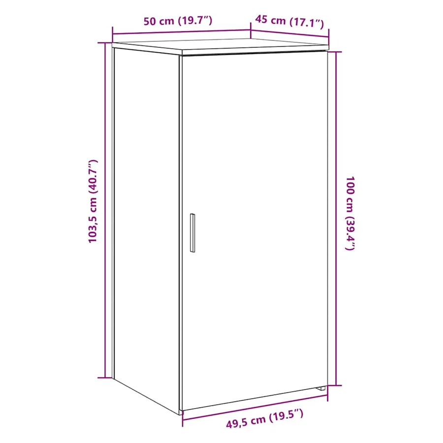 Armoire de rangement gris béton 50x45x103,5cm bois d'ingénierie - 10