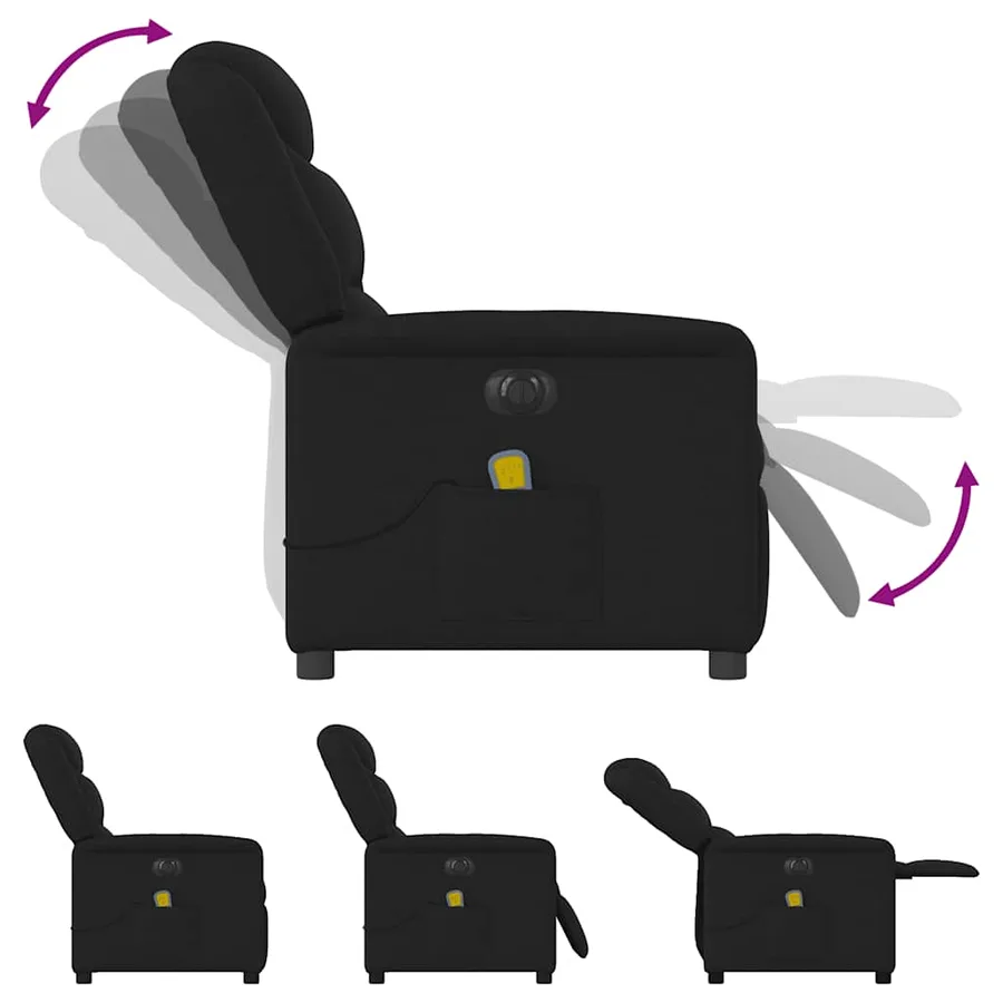 Fauteuil de massage inclinable électrique Noir Tissu - 9