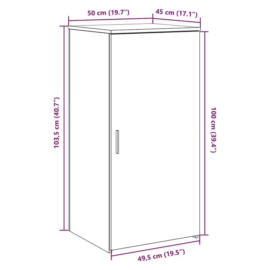 Armoire de rangement sonoma gris 50x45x103,5 cm bois ingénierie - 10