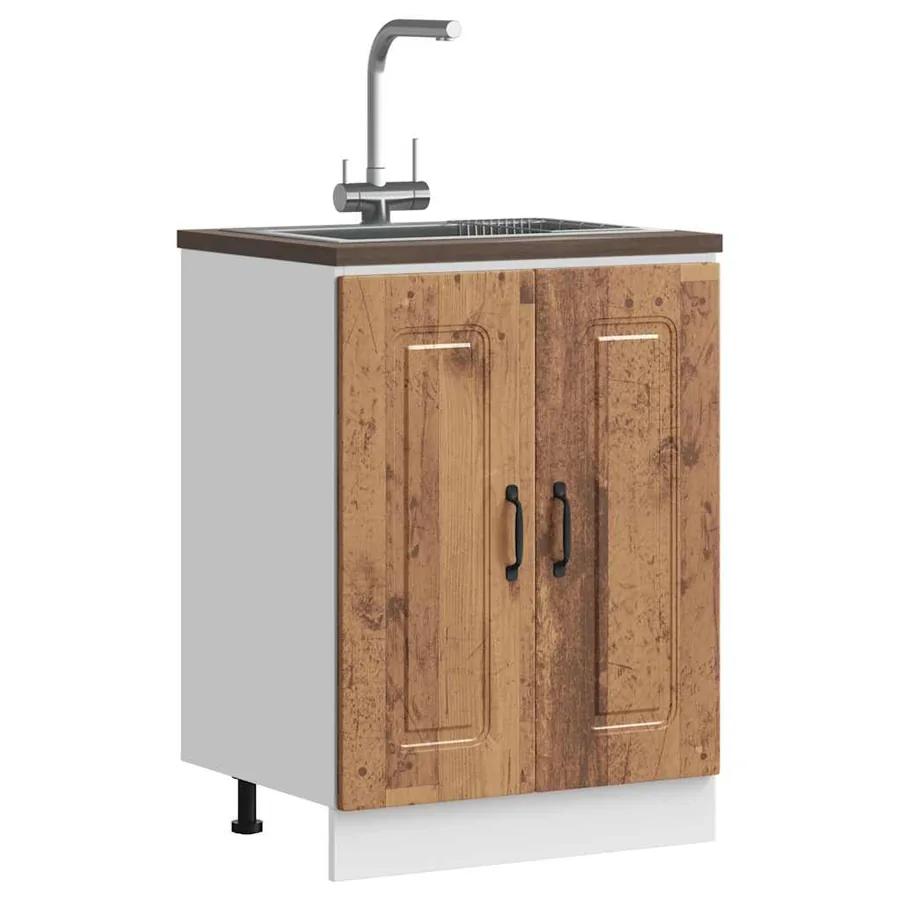 Meuble bas pour évier Kalmar vieux bois bois d'ingénierie