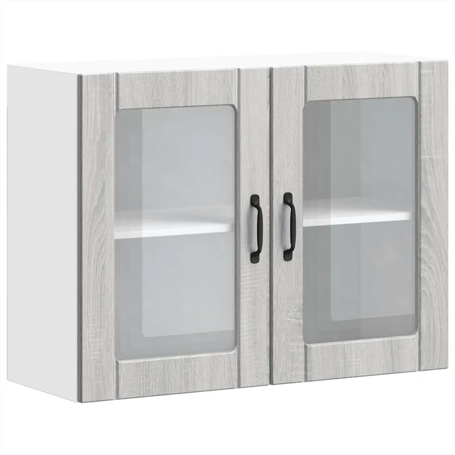Armoire murale de cuisine avec porte vitrée "Lucca" Bois d'ingénierie Sonoma gris - 2