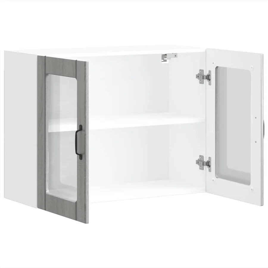 Armoire murale de cuisine avec porte vitrée "Lucca" Bois d'ingénierie Sonoma gris - 7