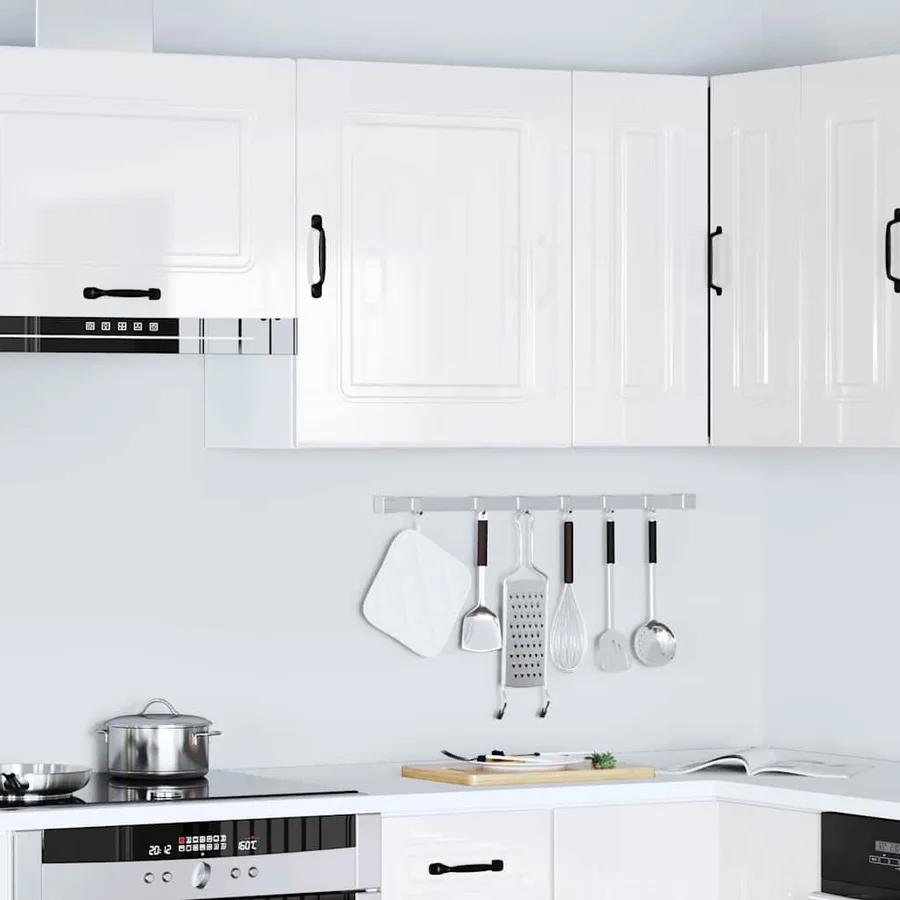 Meuble haut de cuisine Kalmar en bois d'ingénierie blanc brillant - 3