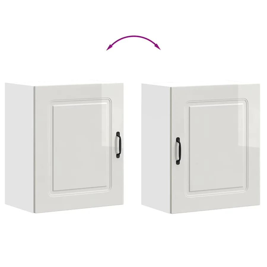 Meuble haut de cuisine Kalmar en bois d'ingénierie blanc brillant - 9