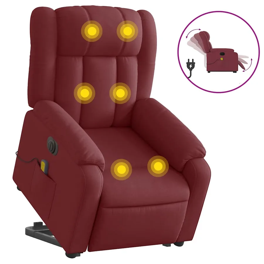 Fauteuil inclinable de massage électrique Rouge bordeaux Tissu - 2