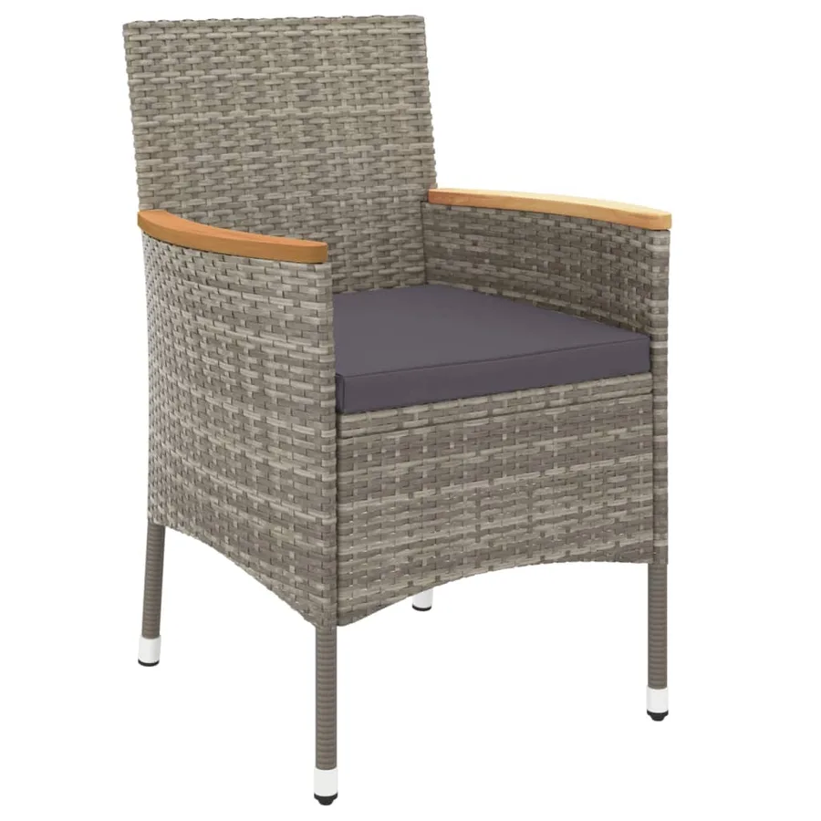 Ensemble à manger de jardin 9 pcs coussins gris résine tressée - 4