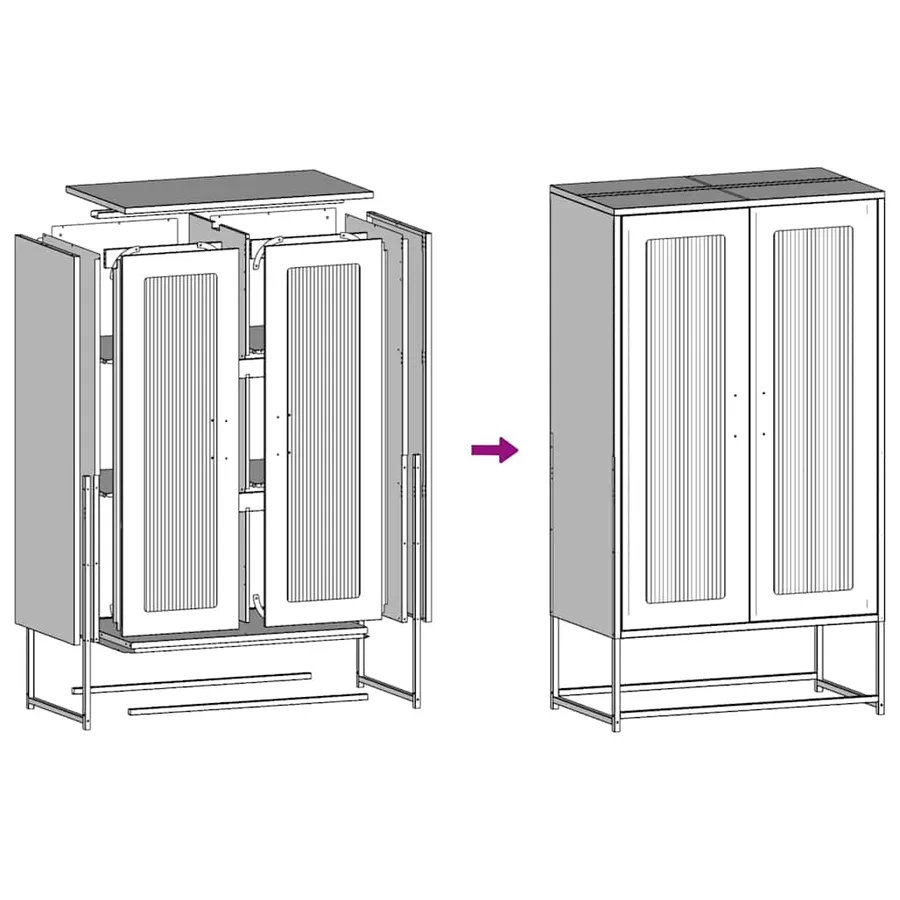 Buffet haut rose 68x39x123 cm acier - 11