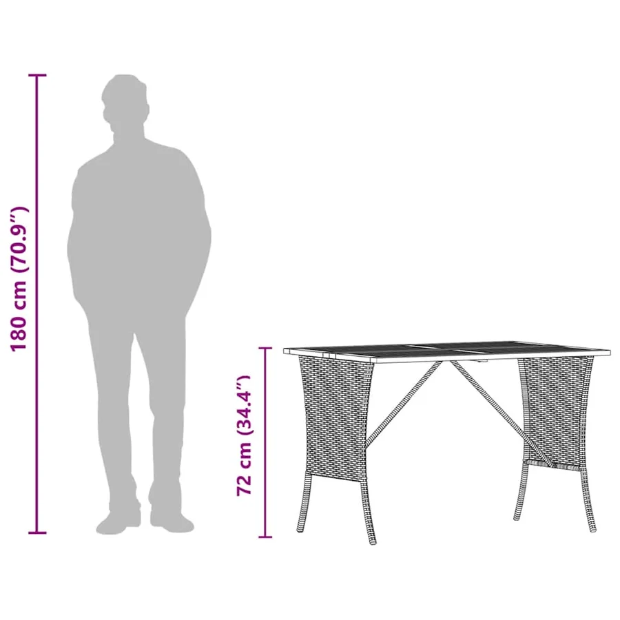 Table de jardin avec dessus en bois d'acacia noir 105x75x72 cm - 11