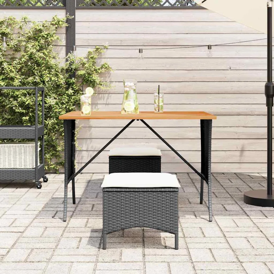 Table de jardin avec dessus en bois d'acacia noir 105x75x72 cm - 3