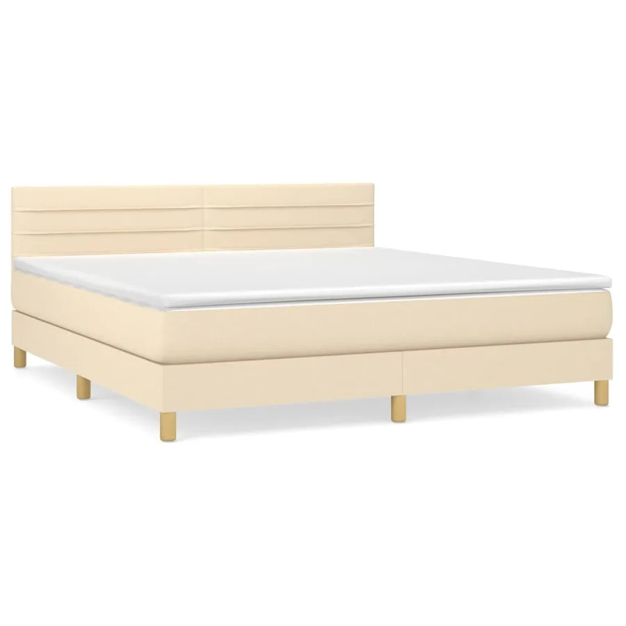 Sommier à lattes de lit avec matelas Crème 160x200 cm Tissu - 2