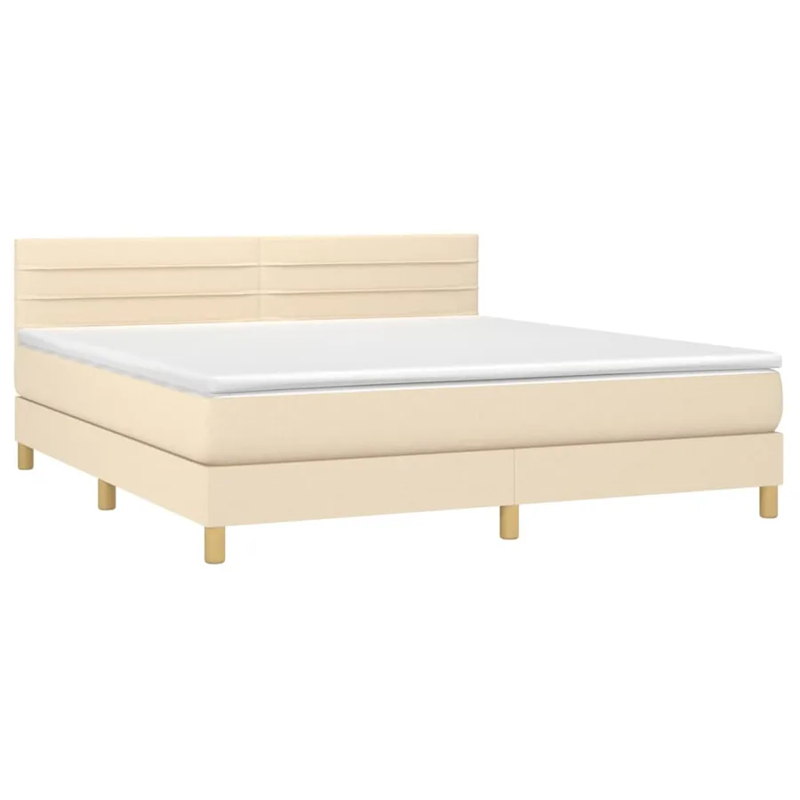 Sommier à lattes de lit avec matelas Crème 160x200 cm Tissu - 3