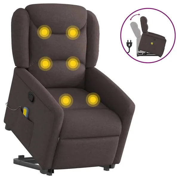 Fauteuil inclinable de massage Marron foncé Tissu