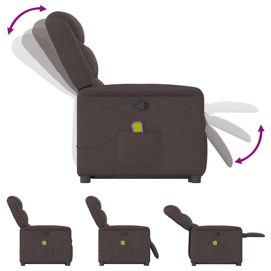 Fauteuil inclinable de massage Marron foncé Tissu - 9