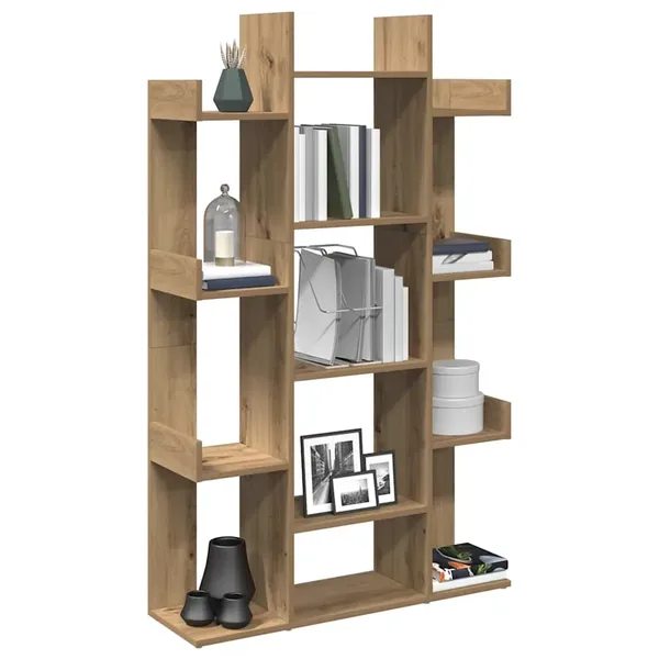 Bibliothèque chêne artisanal 86x25,5x140 cm bois d'ingénierie