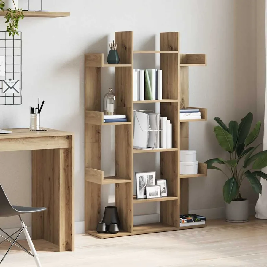 Bibliothèque chêne artisanal 86x25,5x140 cm bois d'ingénierie - 3