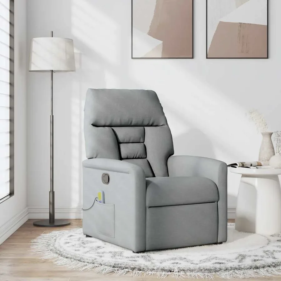 Fauteuil de massage inclinable Gris clair Tissu - 2