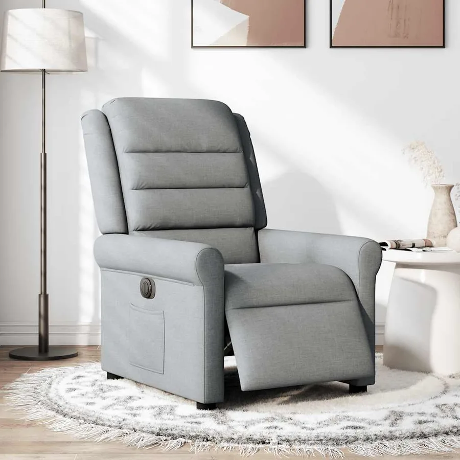 Fauteuil inclinable électrique Gris clair Tissu - 3