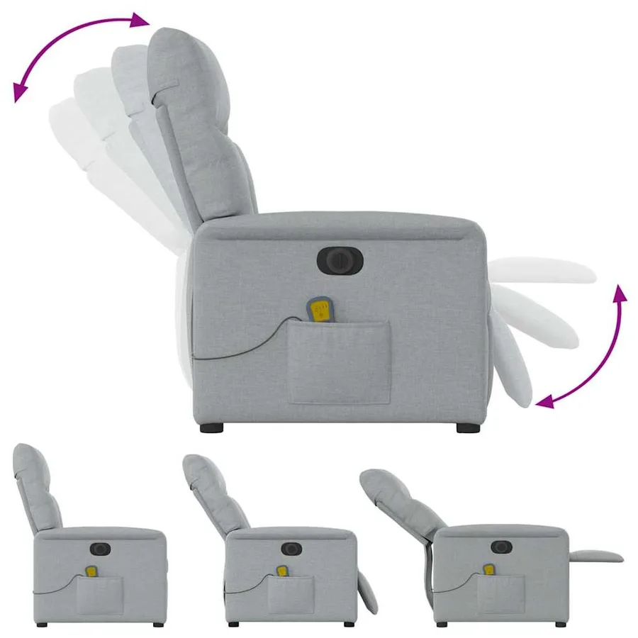 Fauteuil de massage inclinable électrique gris clair tissu - 8