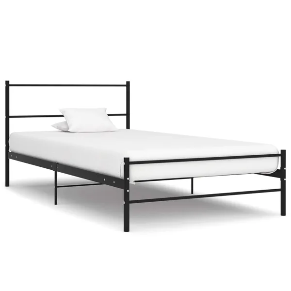 Cadre de lit sans matelas noir métal 100x200 cm