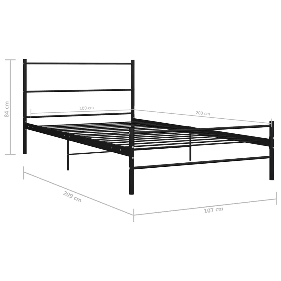 Cadre de lit sans matelas noir métal 100x200 cm - 7