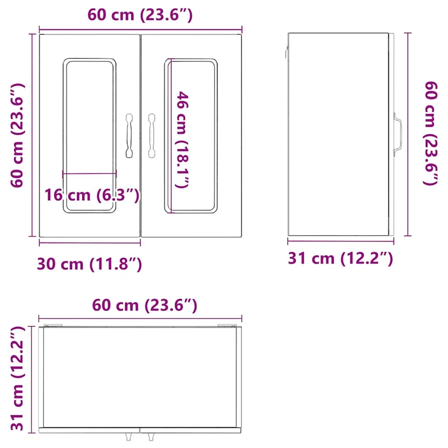 Armoire murale de cuisine avec porte en verre Kalmar gris béton - 12
