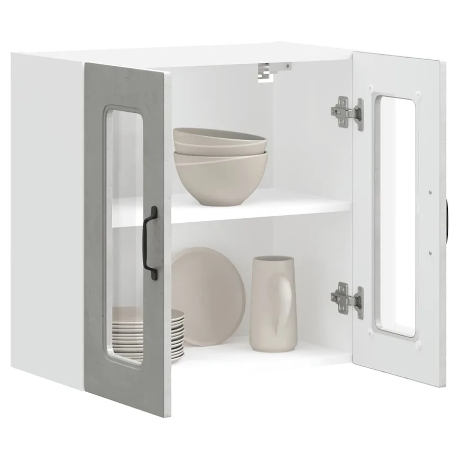 Armoire murale de cuisine avec porte en verre Kalmar gris béton - 5