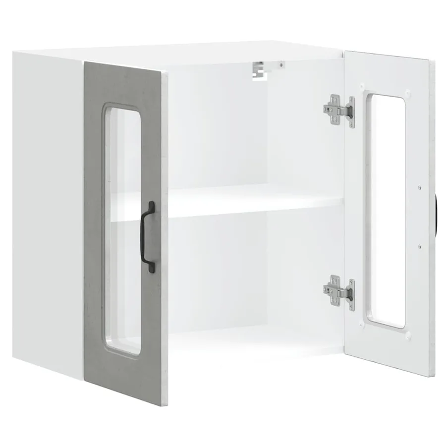 Armoire murale de cuisine avec porte en verre Kalmar gris béton - 6
