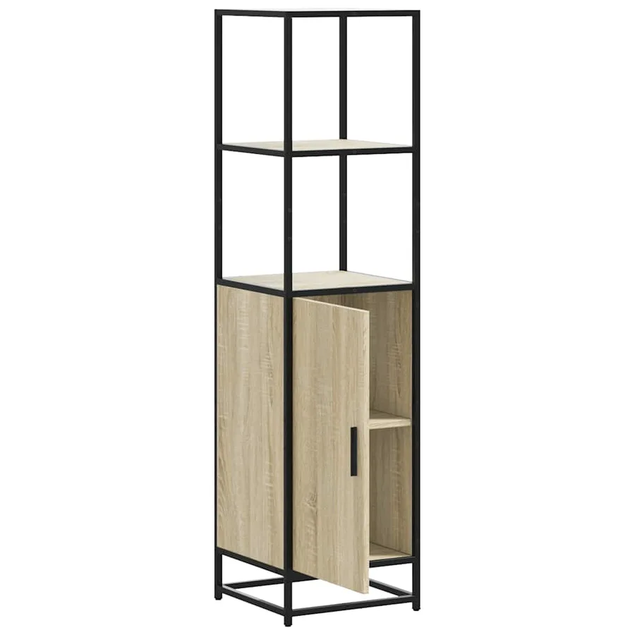 Buffet haut chêne sonoma 35,5x35x139 cm bois d'ingénierie métal - 5