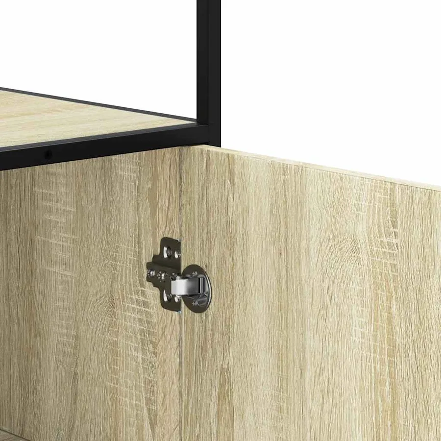 Buffet haut chêne sonoma 35,5x35x139 cm bois d'ingénierie métal - 9