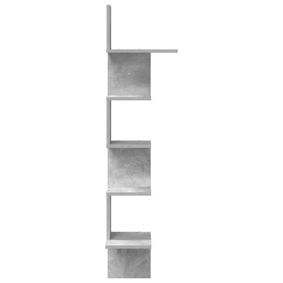 Étagère murale d'angle gris béton 32x32x127,5cm bois ingénierie - 5