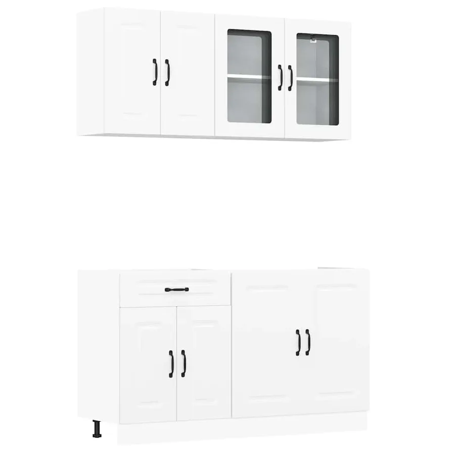 Ensemble d'armoires cuisine 4pcs Kalmar blanc bois d'ingénierie - 2