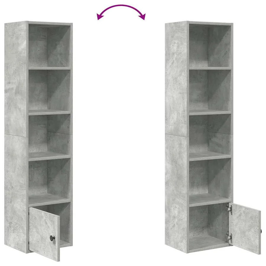 Bibliothèque gris béton 31x24x127 cm bois d'ingénierie - 7