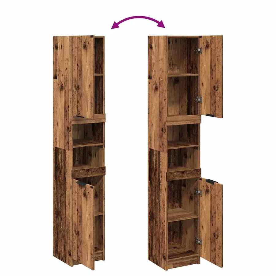 Armoire de salle de bain vieux bois bois d'ingénierie - 7