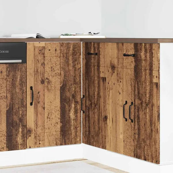 Armoire de cuisine Kalmar vieux bois bois d'ingénierie