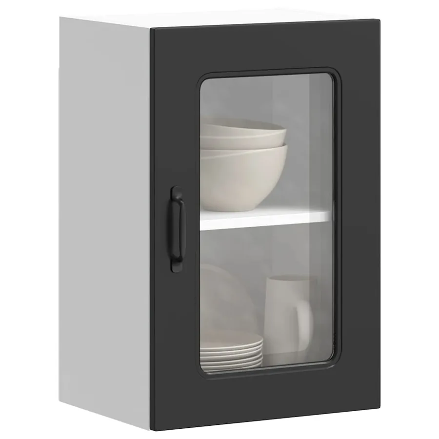 Armoire murale de cuisine avec porte en verre Kalmar noir