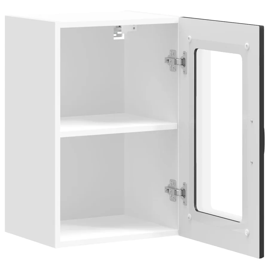 Armoire murale de cuisine avec porte en verre Kalmar noir - 10