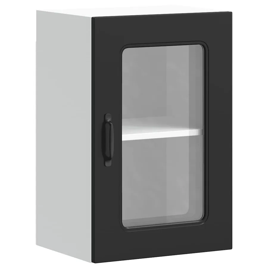 Armoire murale de cuisine avec porte en verre Kalmar noir - 2
