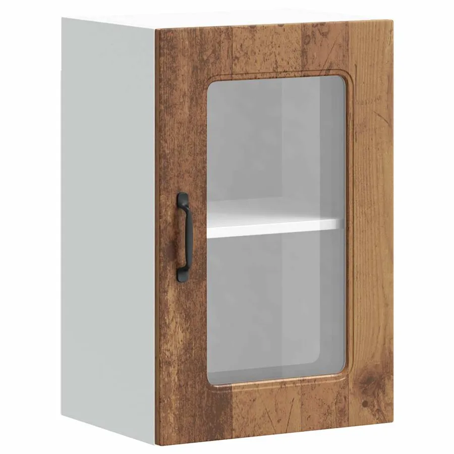Armoire murale de cuisine avec porte vitrée "Kalmar" Bois d'ingénierie ancien - 2
