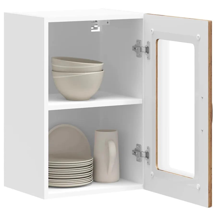 Armoire murale de cuisine avec porte vitrée "Kalmar" Bois d'ingénierie ancien - 5