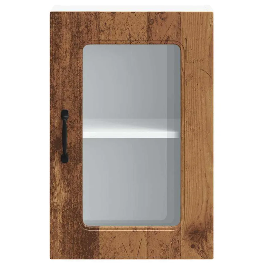Armoire murale de cuisine avec porte vitrée "Kalmar" Bois d'ingénierie ancien - 6