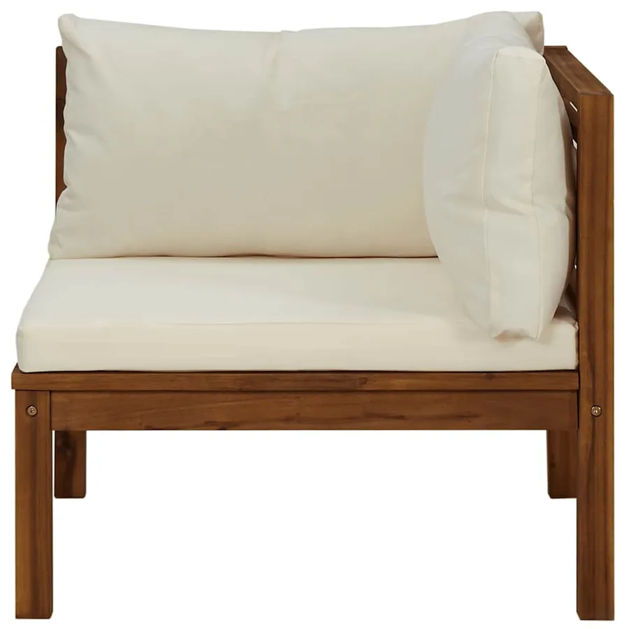 Canapé d'angle sectionnel et coussin blanc crème Bois d'acacia - 4