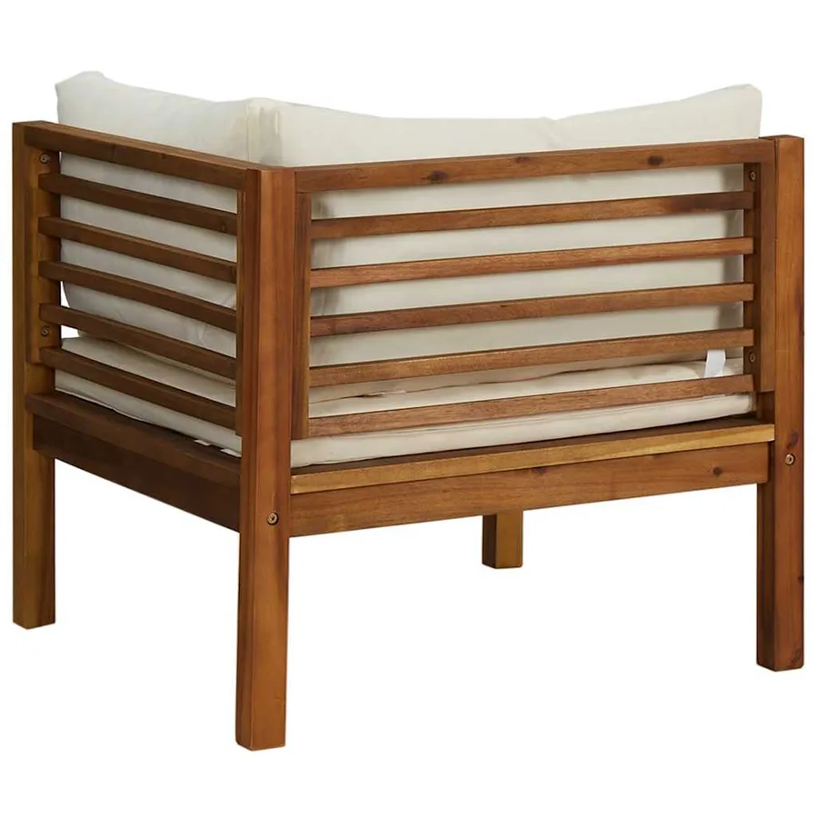 Canapé d'angle sectionnel et coussin blanc crème Bois d'acacia - 5