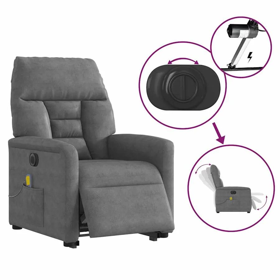 Fauteuil inclinable de massage électrique gris foncé - 10