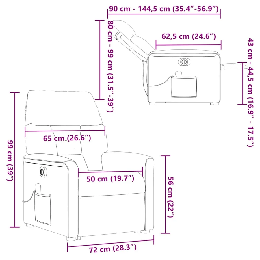 Fauteuil inclinable de massage électrique gris foncé - 17