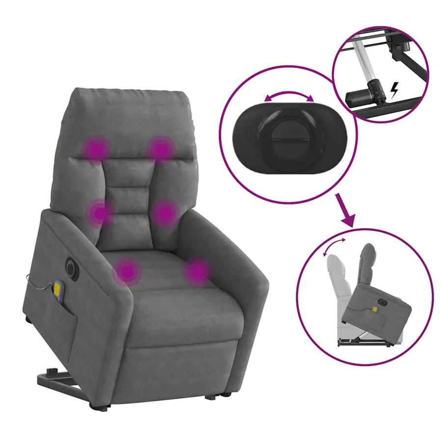 Fauteuil inclinable de massage électrique gris foncé - 8