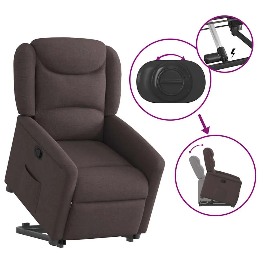 Fauteuil inclinable marron foncé tissu - 8