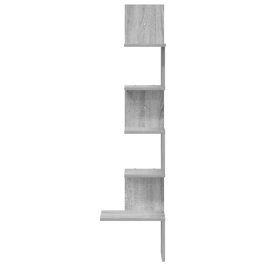 Étagère d'angle murale sonoma gris 32x32x127,5 cm - 4