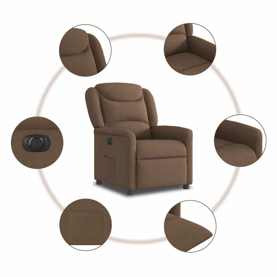 Fauteuil inclinable électrique Marron Tissu - 10